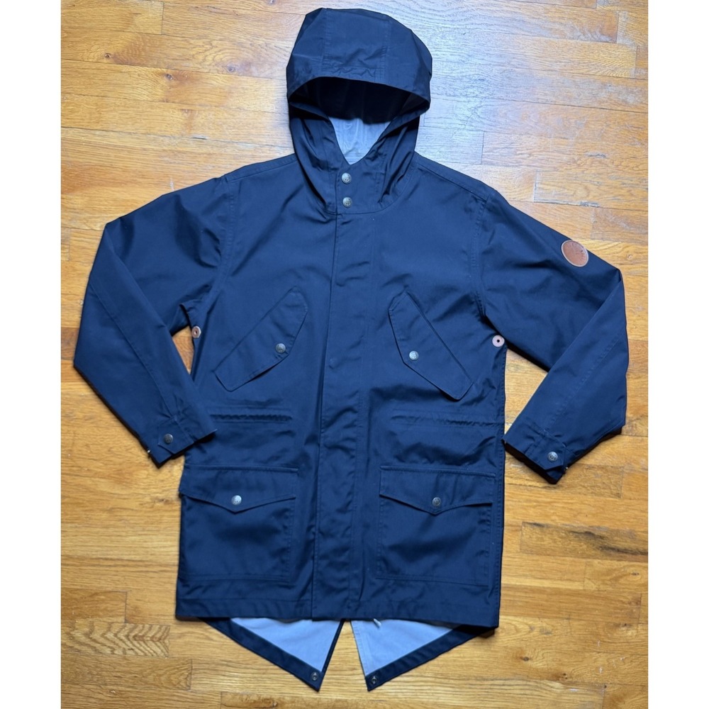 Dark Seas Men's Rain Jacket Sz M Black Tails Hooded Lightweight‎